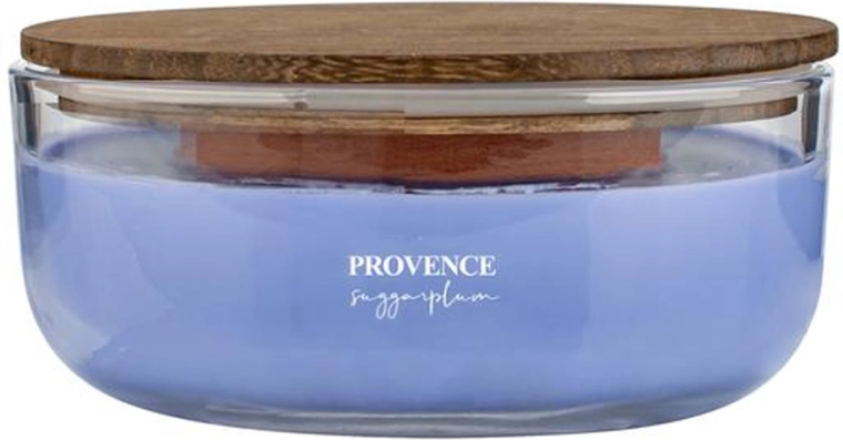 Lumânare parfumată în pahar PROVENCE cu fitil de lemn sugarplum 24 h