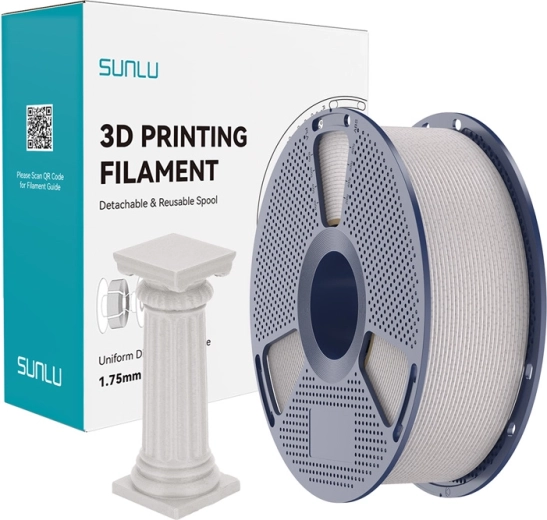 Filament Sunlu PLA cu efect de marmură, viteză mare – gri deschis