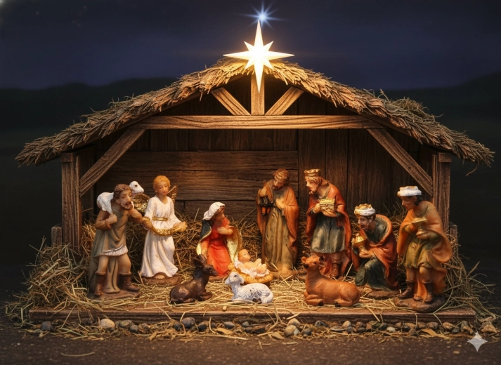 Set de figurine pentru iesle, 11 piese, 5,5 cm – polirășină pictată manual