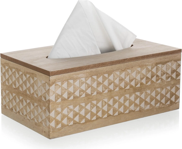 Design decorativ din lemn cu ornament alb