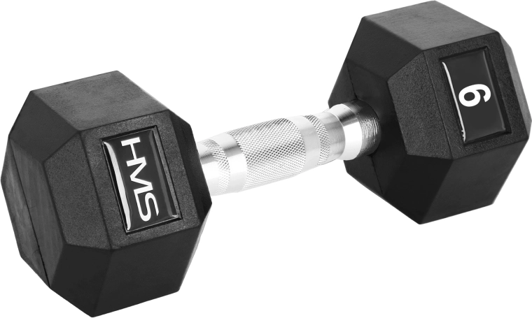 Gantera hexagonală HMS Hex Pro 9 kg, cauciucată
