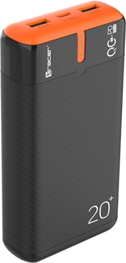 Power bank tracer energen 20000 mAh cu PD și QC 3.0, negru‑portocaliu