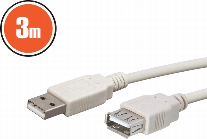 Cablu prelungitor USB-A, 3 m, alb