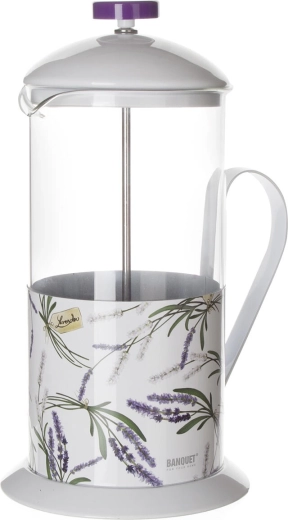 Ceainic din sticlă Lavender 1 l cu sită din plastic, alb