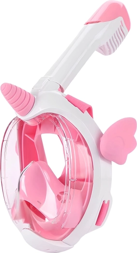 Mască integrală pentru copii pentru snorkeling RENEW FORCE cu motiv unicorn, roz, XS