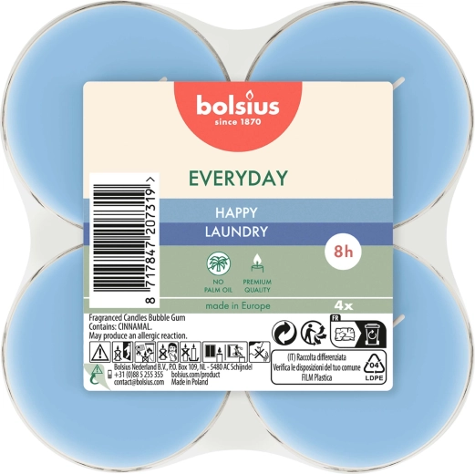 Lumânări tip pastilă maxi Happy Laundry, set de 4 bucăți