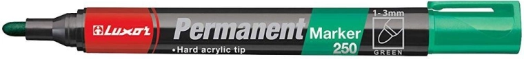 Marker permanent LUXOR 250 verde, vârf rotund 2–3 mm