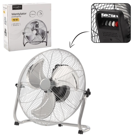 Ventilator de podea argintiu 70 W
