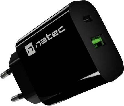 Natec Ribera încărcător de rețea 20 W, USB-A + USB-C, negru