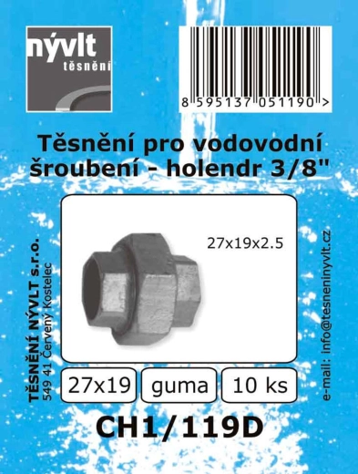 Garnitură pentru holender instalații sanitare 3/8" 27 × 19 mm, EPDM (10 buc.)