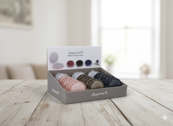 Oglindă de buzunar rotundă pliabilă pentru machiaj