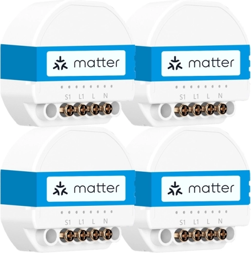 Întrerupător Wi‑Fi inteligent Meross pentru montaj în doză cu Matter (set 4 buc.)
