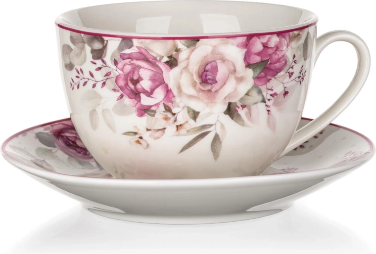 Ceașcă din ceramică cu farfurioară ROSE 240 ml