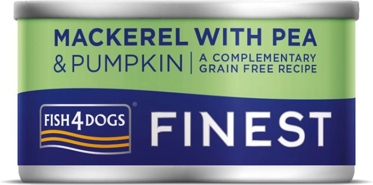 Conservă pentru câini cu macrou, dovleac și mazăre FISH4DOGS 85 g