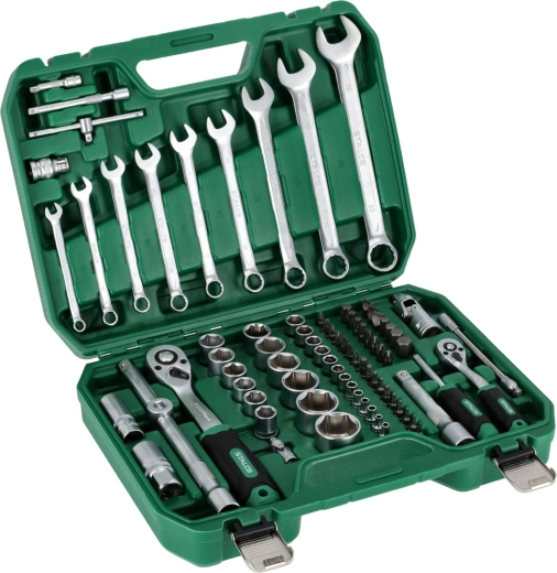 Set Stalco de clichet și chei tubulare 1/2" + 1/4" (82 piese)