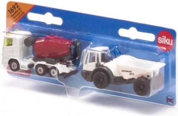 Set Siku de vehicule de construcții – betonieră și dumpper articulat BERGMANN 3012