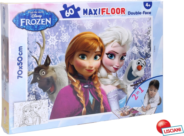 Puzzle Frozen cu Elsa și Anna, pe ambele fețe, 70 × 50 cm