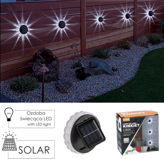 Set de 2 aplice solare STAR LED, alb rece, 10 × 10 × 2,5 cm
