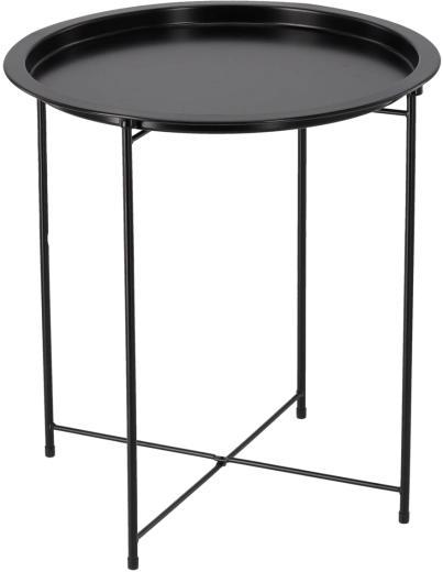 Măsuță rotundă de cafea din fier vopsit în câmp electrostatic 47 × 47 × 50,5 cm, neagră
