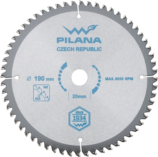 Disc circular PILANA 190 mm, 60 dinți, SK pentru lemn
