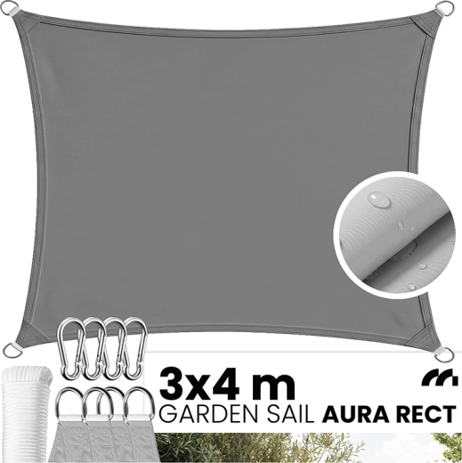 Prelată de umbrire pentru grădină AURA rect 3 × 4 m gri