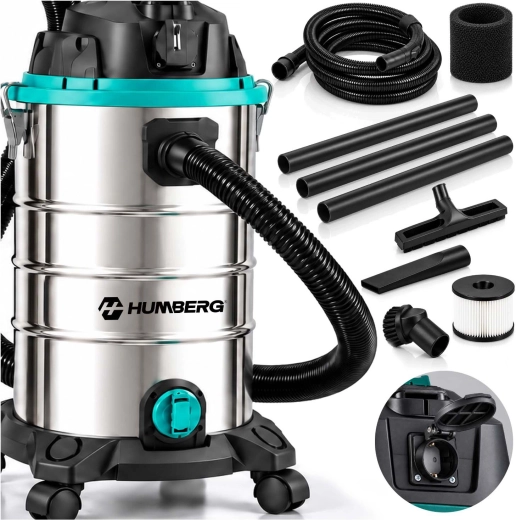 Aspirator industrial Humberg pentru aspirare umedă și uscată, 30 l, 1600 W