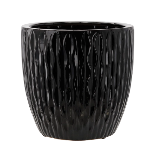 Ghiveci ceramic pentru plante 39 × 39 × 39 cm, negru lucios