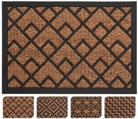 Covoraș de exterior din cauciuc și cocos 40 × 60 cm – mix de decoruri
