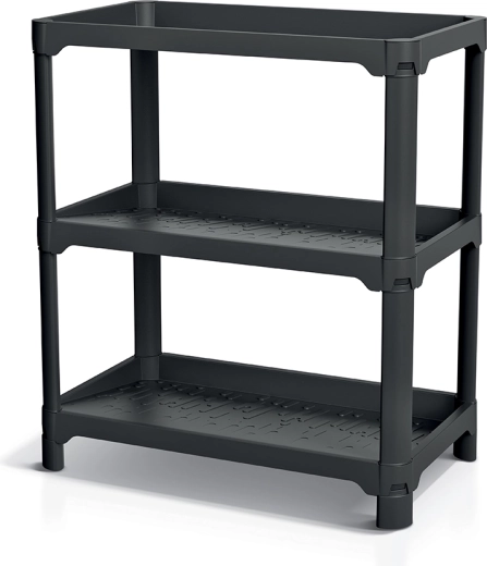 Raft pentru pantofi NUBBY RACK, negru reciclat - 1 bucată