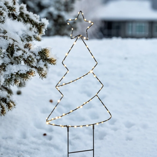 Solight decorațiune LED de Crăciun pentru exterior – brăduț 68 cm cu temporizator