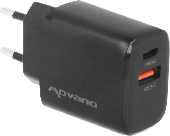 Două porturi: USB‑C PD + USB‑A