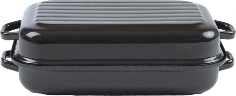 Tavă emailată cu capac 40 × 26 cm – 2 piese, fund ripsat