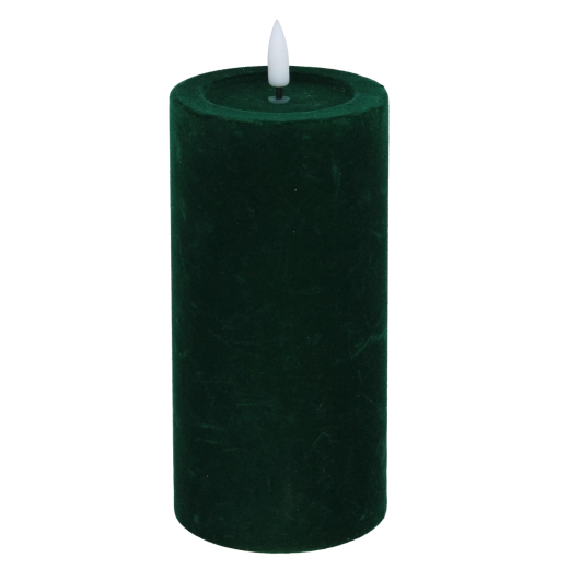 Lumânare LED cu flacără pâlpâitoare, velur roșu-verde 7,5 × 18,5 cm - 1 bucată