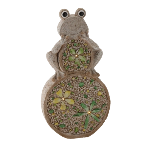 Broască de grădină pe piatră cu iluminare LED 25 × 9 × 49 cm