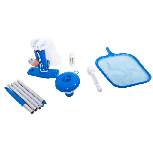 Set mare pentru curățarea piscinei cu dozator, termometru, tester pH și aspirator