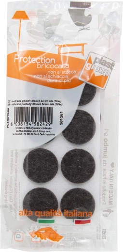 Perne autocolante din fetru pentru mobilier, 24 mm, maro (16 buc.)