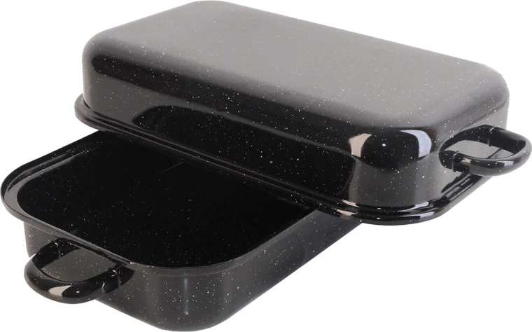 Tavă emailată cu capac BERYL 30 × 20 cm, 2,8 l – granit negru