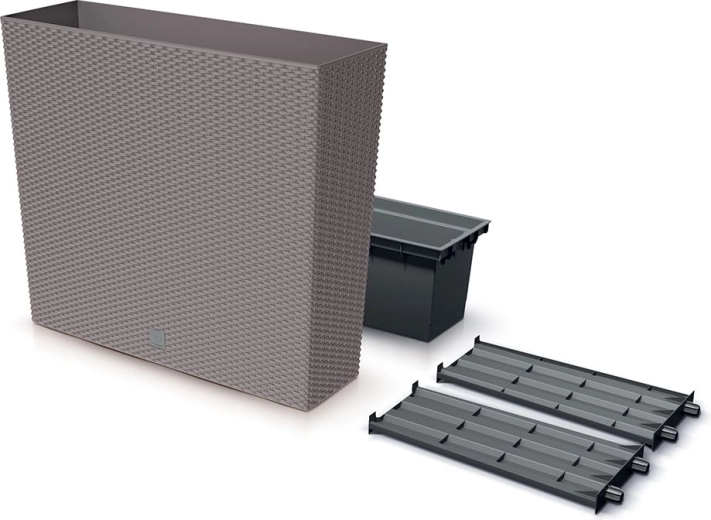 Jardinièră înaltă Rato Case cu inserție și irigare, mocca, 77 cm