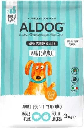 Aldog Maintenance granule pentru câini adulți activi de rase medii și mari 3 kg