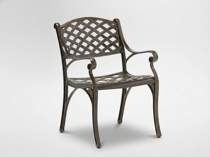 Scaun de grădină din aluminiu MONDRICH, culoare bronz antic, 65 × 64 × 92 cm