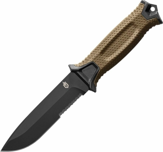Cuțit outdoor Gerber Strongarm 12,7 cm (parțial zimțat), black/coyote