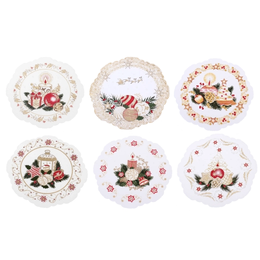 Șervețele rotunde din hârtie de Crăciun cu motivul „Boże Narodzenie” 28 cm (6 buc.)