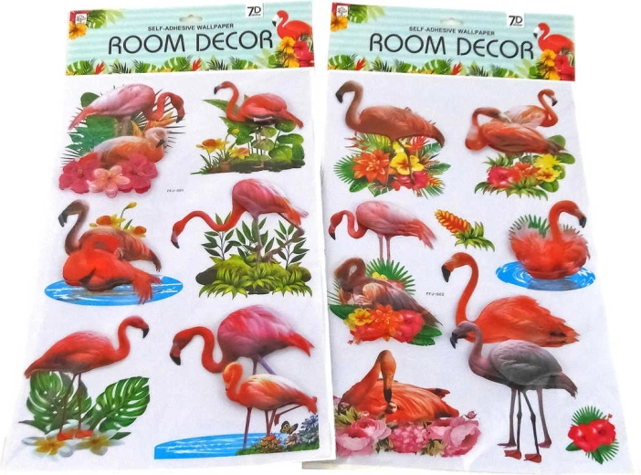 Autocolante de perete 3D cu flamingi - 1 set