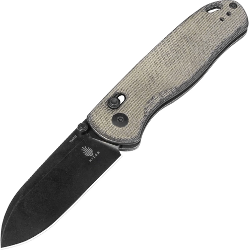 Kizer Drop Bear cuțit de buzunar 7,6 cm, black stonewash, micartă verde