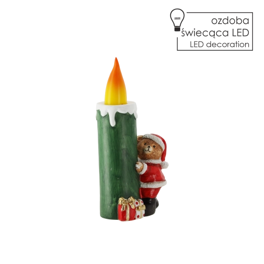 Decorațiune LED de Crăciun ursuleț în costum de Santa Claus - 1 bucată