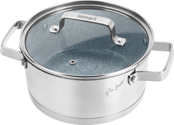 Cratiță Lamart Stoness cu capac, 18 cm, 1,9 l