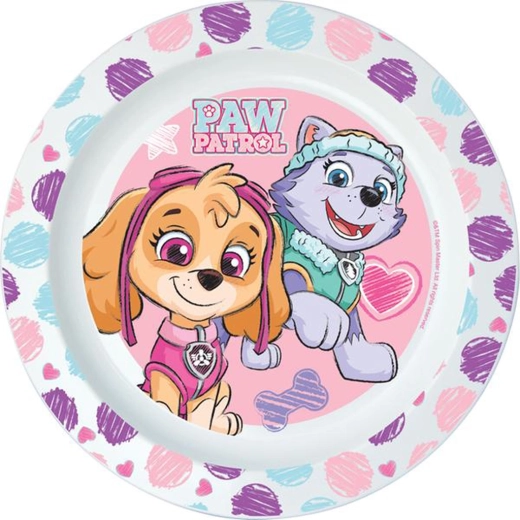 Farfurie din plastic Paw Patrol 22 cm roz