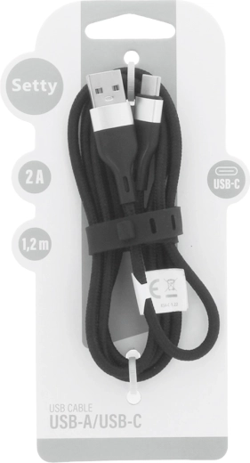 Setty USB-A – USB-C cablu 1,2 m, 2 A, negru