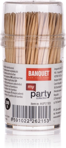 Scobitori din bambus cu două capete, în dozator rotund, 200 buc.