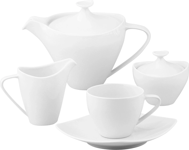 Serviciu de cafea MariaPaula moderna alb, pătrat, 15 piese, pentru 6 persoane